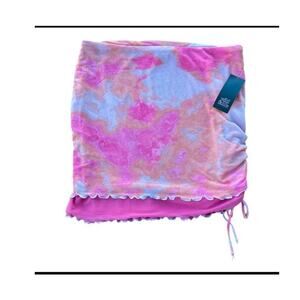 Women's Wild Fable Mesh Side Pink Tie-Dye Lettuce Hem Skirt Size L